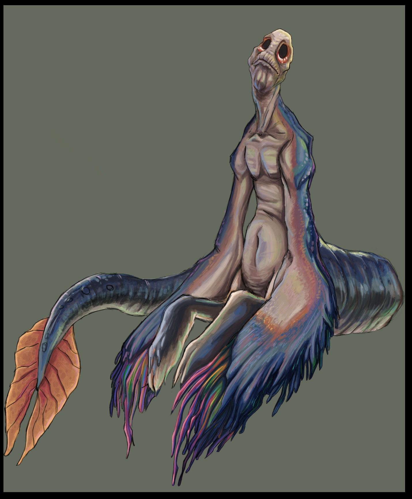 Sad semi-aquatic creature concept art